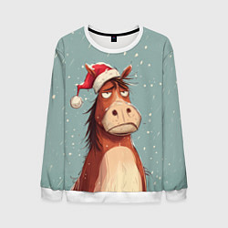 Свитшот мужской Недовольная лошадка, цвет: 3D-белый