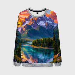 Свитшот мужской Закатная симфония гор, цвет: 3D-меланж