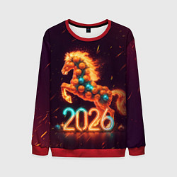 Свитшот мужской Новогодняя мандариновая лошадь 2026, цвет: 3D-красный