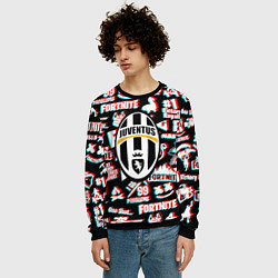 Свитшот мужской Ювентус x фортнайт глитч, цвет: 3D-черный — фото 2