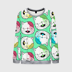 Свитшот мужской Drop Dead: Kitty Heads, цвет: 3D-меланж