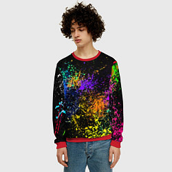 Свитшот мужской Брызги красок, цвет: 3D-красный — фото 2