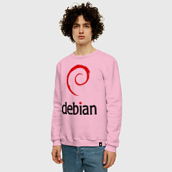 Свитшот хлопковый мужской Debian, цвет: светло-розовый — фото 2