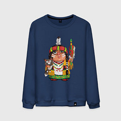 Свитшот хлопковый мужской Забавные Индейцы 9, цвет: тёмно-синий