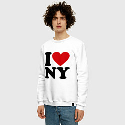 Свитшот хлопковый мужской I love NY, цвет: белый — фото 2