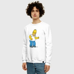Свитшот хлопковый мужской Симпсоны: Гомер, цвет: белый — фото 2