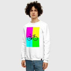Свитшот хлопковый мужской Велосипед фикс, цвет: белый — фото 2