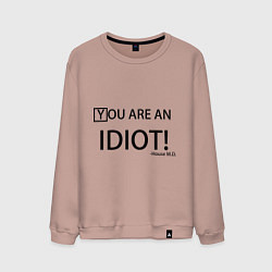 Свитшот хлопковый мужской You are an idiot!, цвет: пыльно-розовый