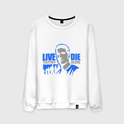 Свитшот хлопковый мужской Live die, together alone, цвет: белый