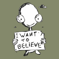 Свитшот хлопковый мужской I want to believe, цвет: авокадо — фото 2