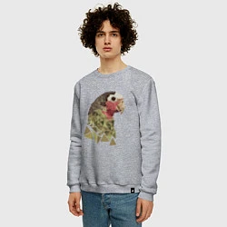 Свитшот хлопковый мужской Полигональный попугай, цвет: меланж — фото 2