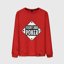 Свитшот хлопковый мужской Four card poker, цвет: красный