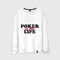 Свитшот хлопковый мужской Poker is My Life, цвет: белый