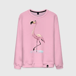Свитшот хлопковый мужской Гордый фламинго, цвет: светло-розовый