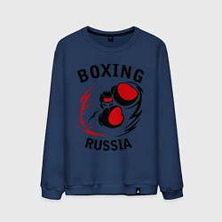 Свитшот хлопковый мужской Boxing Russia Forever, цвет: тёмно-синий