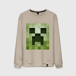 Свитшот хлопковый мужской Мinecraft creeper, цвет: миндальный