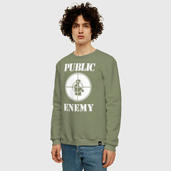 Свитшот хлопковый мужской Public Enemy, цвет: авокадо — фото 2