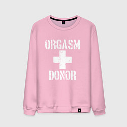 Свитшот хлопковый мужской Orgasm + donor, цвет: светло-розовый