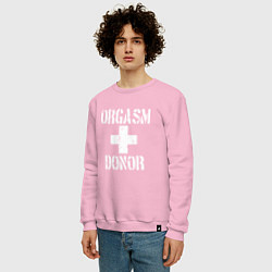 Свитшот хлопковый мужской Orgasm + donor, цвет: светло-розовый — фото 2