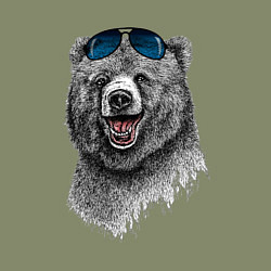 Свитшот хлопковый мужской Медведь в очках, цвет: авокадо — фото 2