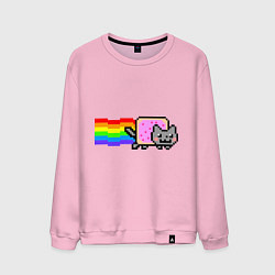 Свитшот хлопковый мужской Nyan Cat, цвет: светло-розовый