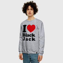 Свитшот хлопковый мужской I love black jack, цвет: меланж — фото 2