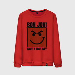 Свитшот хлопковый мужской Bon Jovi: Have a nice day, цвет: красный