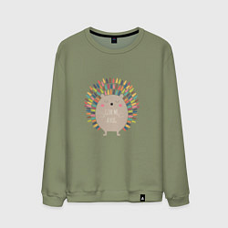 Свитшот хлопковый мужской Hedgehog: give me a hug, цвет: авокадо