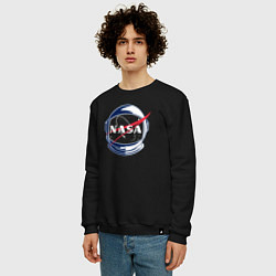 Свитшот хлопковый мужской NASA, цвет: черный — фото 2
