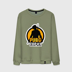 Свитшот хлопковый мужской PUBG Top 1, цвет: авокадо