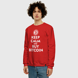 Свитшот хлопковый мужской Keep Calm & Buy Bitcoin, цвет: красный — фото 2