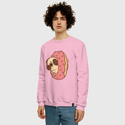 Свитшот хлопковый мужской Мопс-пончик, цвет: светло-розовый — фото 2