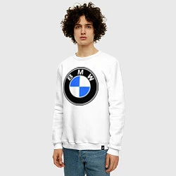Свитшот хлопковый мужской Logo BMW, цвет: белый — фото 2