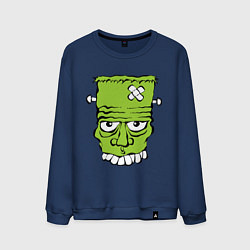 Свитшот хлопковый мужской Зеленый франкенштейн, цвет: тёмно-синий