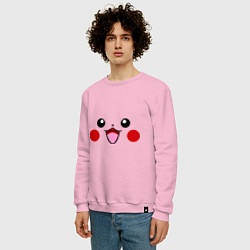 Свитшот хлопковый мужской Happy Pikachu, цвет: светло-розовый — фото 2