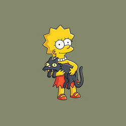 Свитшот хлопковый мужской Лиза Симпсон и кот, цвет: авокадо — фото 2