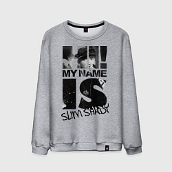 Свитшот хлопковый мужской My name is slim shady, цвет: меланж