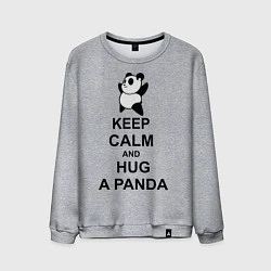 Свитшот хлопковый мужской Keep Calm & Hug A Panda, цвет: меланж