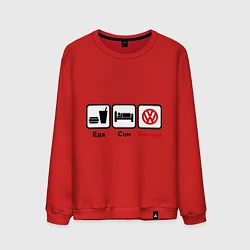 Свитшот хлопковый мужской Еда, сон и Volkswagen, цвет: красный