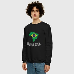 Свитшот хлопковый мужской Brazil Country, цвет: черный — фото 2