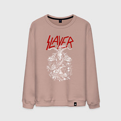 Свитшот хлопковый мужской Slayer: Devil Goat, цвет: пыльно-розовый