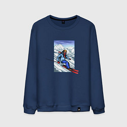 Свитшот хлопковый мужской Лыжный Спорт, цвет: тёмно-синий