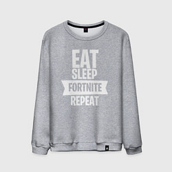 Свитшот хлопковый мужской Eat Sleep Fortnite Repeat, цвет: меланж