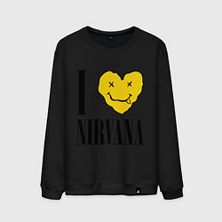 Свитшот хлопковый мужской I love Nirvana, цвет: черный