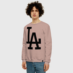Свитшот хлопковый мужской LA: Los Angeles, цвет: пыльно-розовый — фото 2
