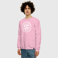 Свитшот хлопковый мужской Taknado Stone Island, цвет: светло-розовый — фото 2