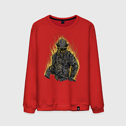 Свитшот хлопковый мужской Пылающий пожарный цвета красный — фото 1