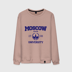 Свитшот хлопковый мужской MGU Moscow University, цвет: пыльно-розовый