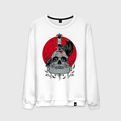 Свитшот хлопковый мужской Ворон, цвет: белый