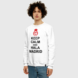 Свитшот хлопковый мужской Keep Calm & Hala Madrid, цвет: белый — фото 2